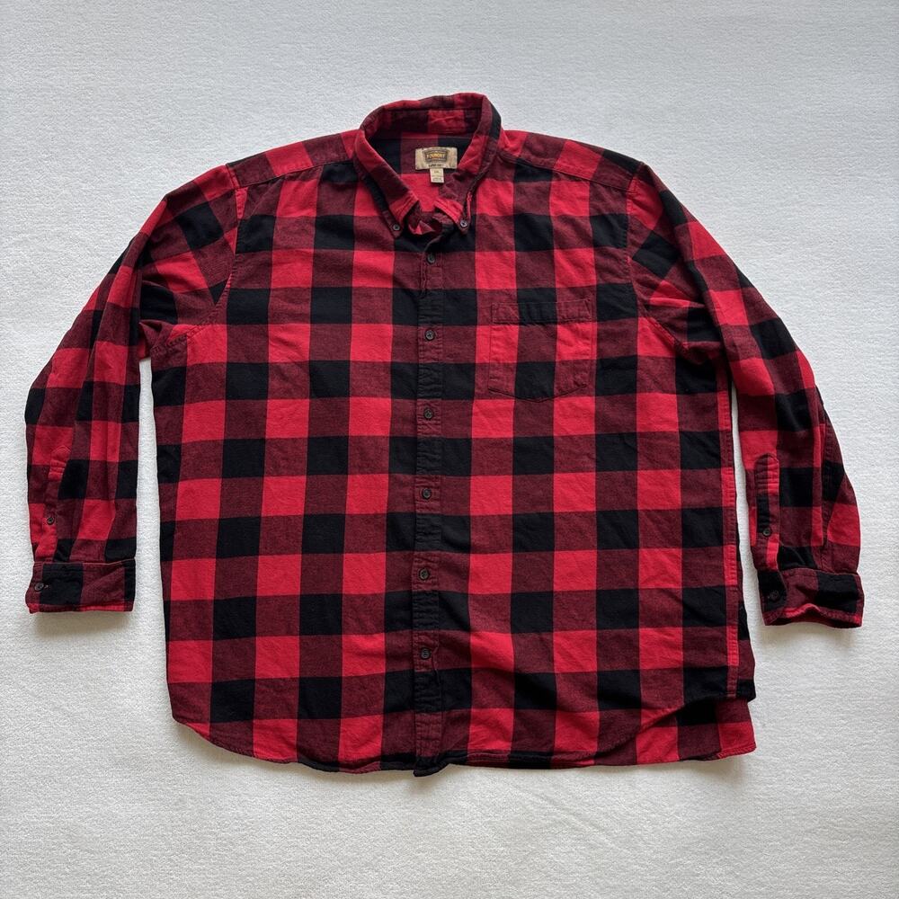 The Foundry Men 2XL Shirt Super Soft Red Plaid Long Sleeve 100% Cotton